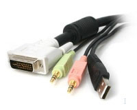 Startech.com 15 ft. 4-in-1 USB, DVI, Audio, and Microphone KVM Switch Cable (USBDVI4N1A15)